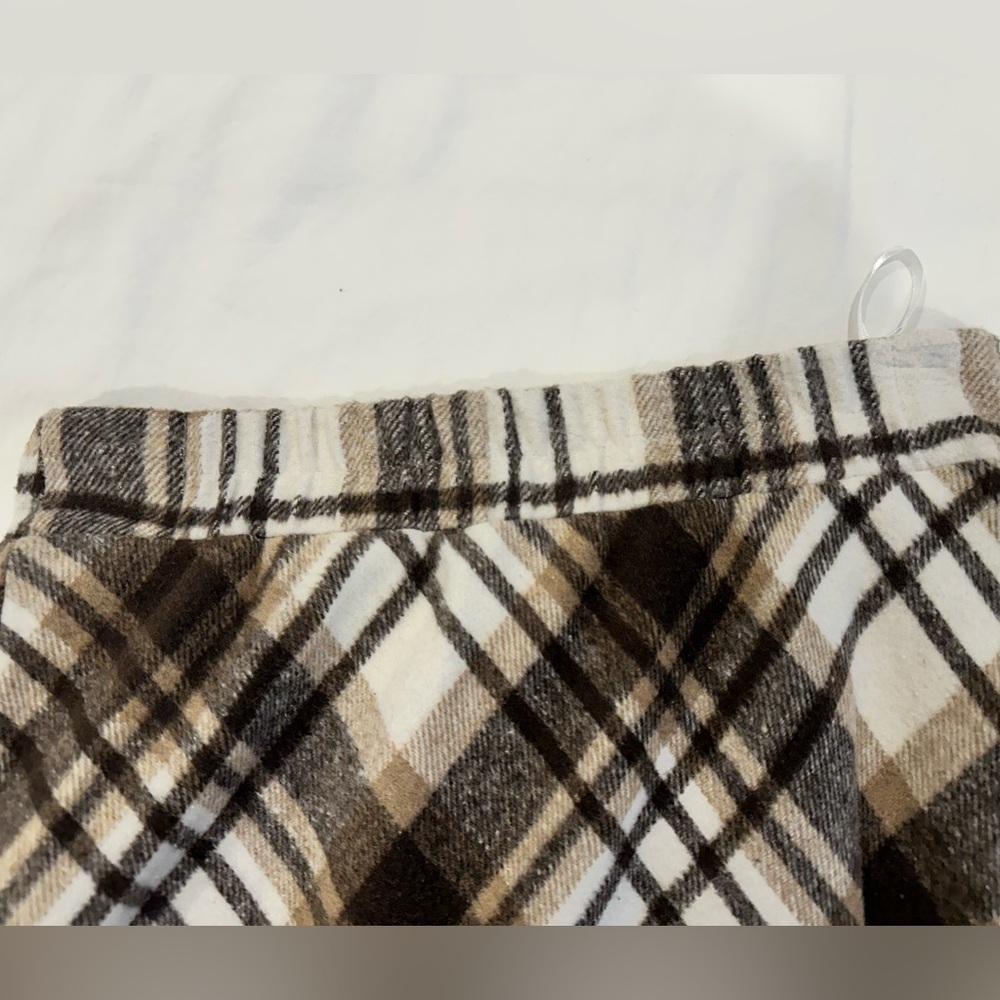 Plaid A-Line Skirt - Brown and Cream - Picture 7 of 8